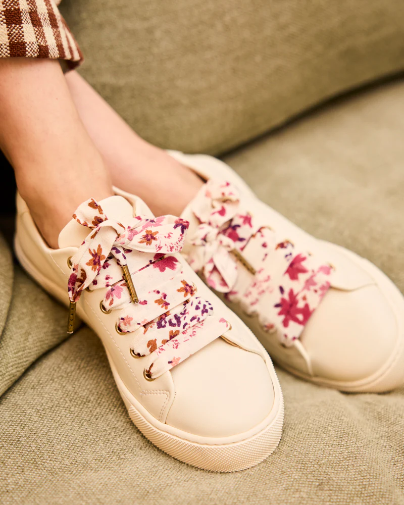 Lacets Fleuris Blanc Rose - Image 2